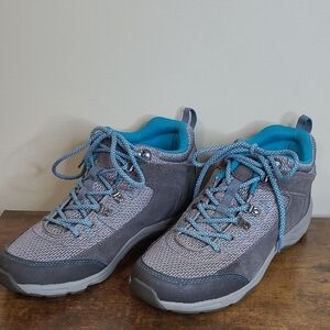 Vionic CYPRESS Grey & Teal Blue Hiking Shoes size 9.5